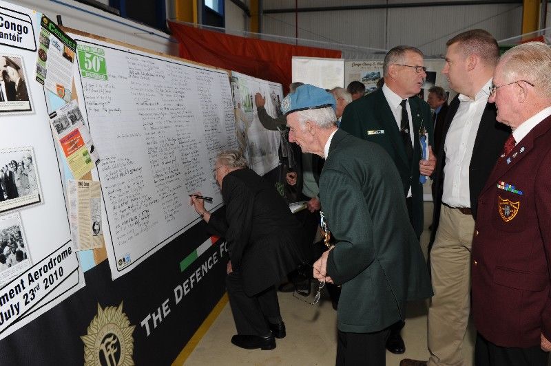 Congo veterans sign the memorial wall at the 50th anniversary celebrations in Baldonnel, July 2010.